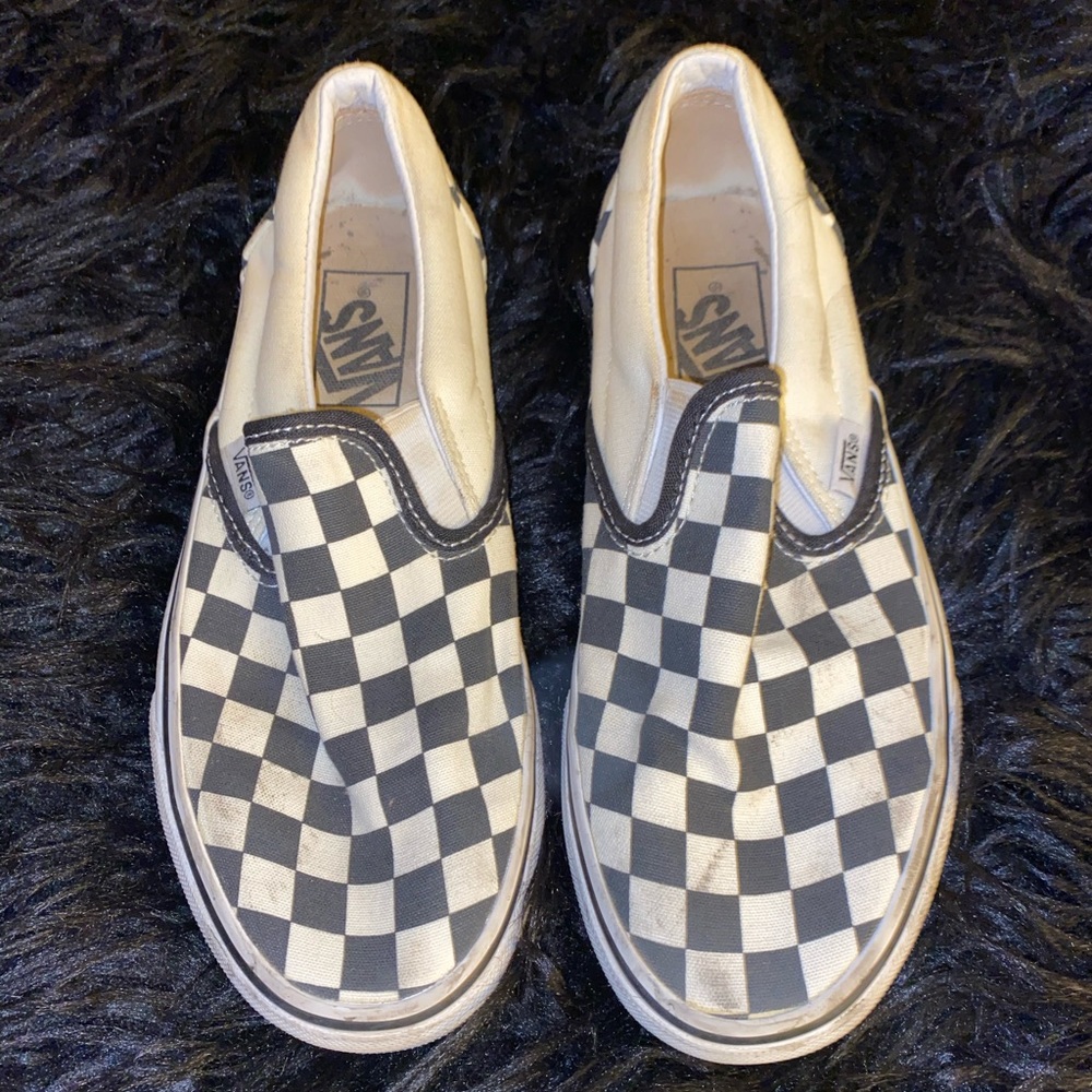 Black & White checkered slip on vans